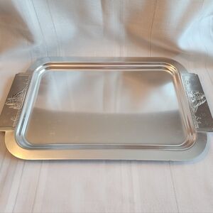 Vintage Kensington Aluminum Serving Tray w/ Tall Ship Handles | Nautical